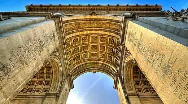 From under the arc de triomphe of Paris