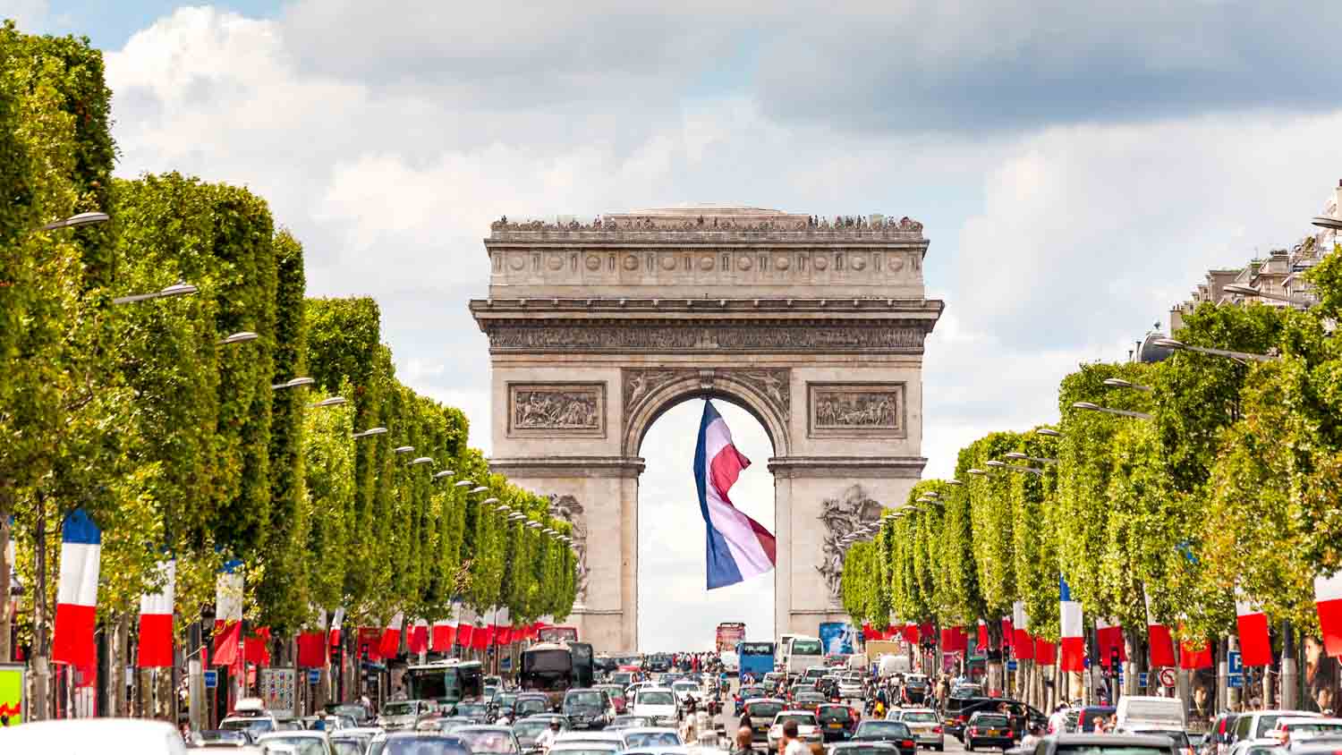 Arc de triomphe from les Champs elysées Paris