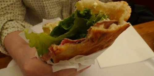 This is a picture of a sandwich in Paris.