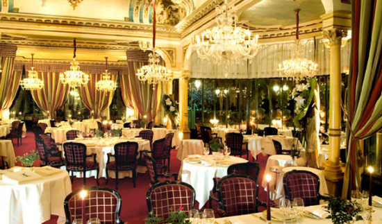 This is a picture of the inside of La Grande Cascade, a restaurant in paris.