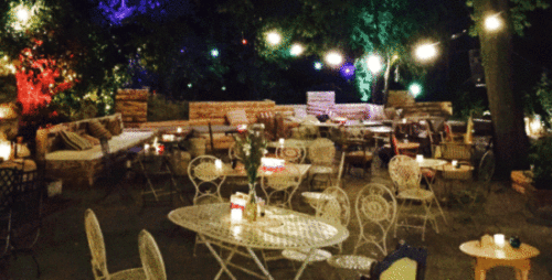 This is a picture of the terrace of a nice restaurant bar in Paris.
