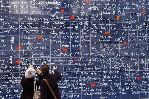 Picture of the I love you wall in Montmartre Paris.